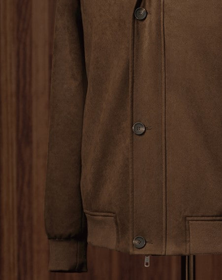 Brown Zipper Button Jacket with Black Trousers - POLLHEIM