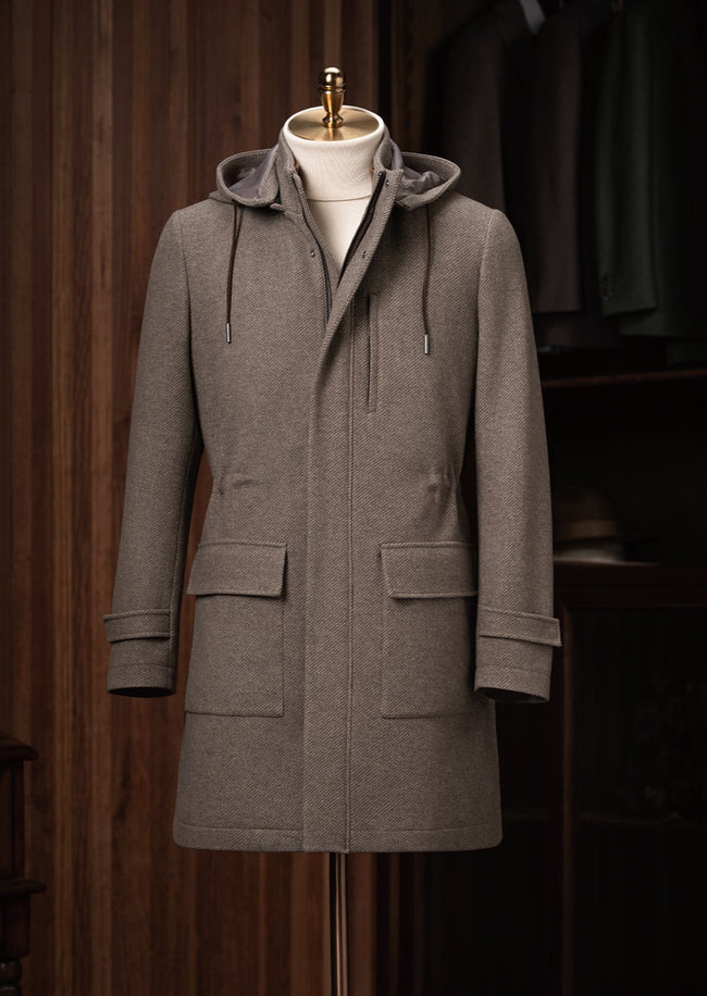 Unisex Wool Overcoat with Fitted Drawrope - POLLHEIM