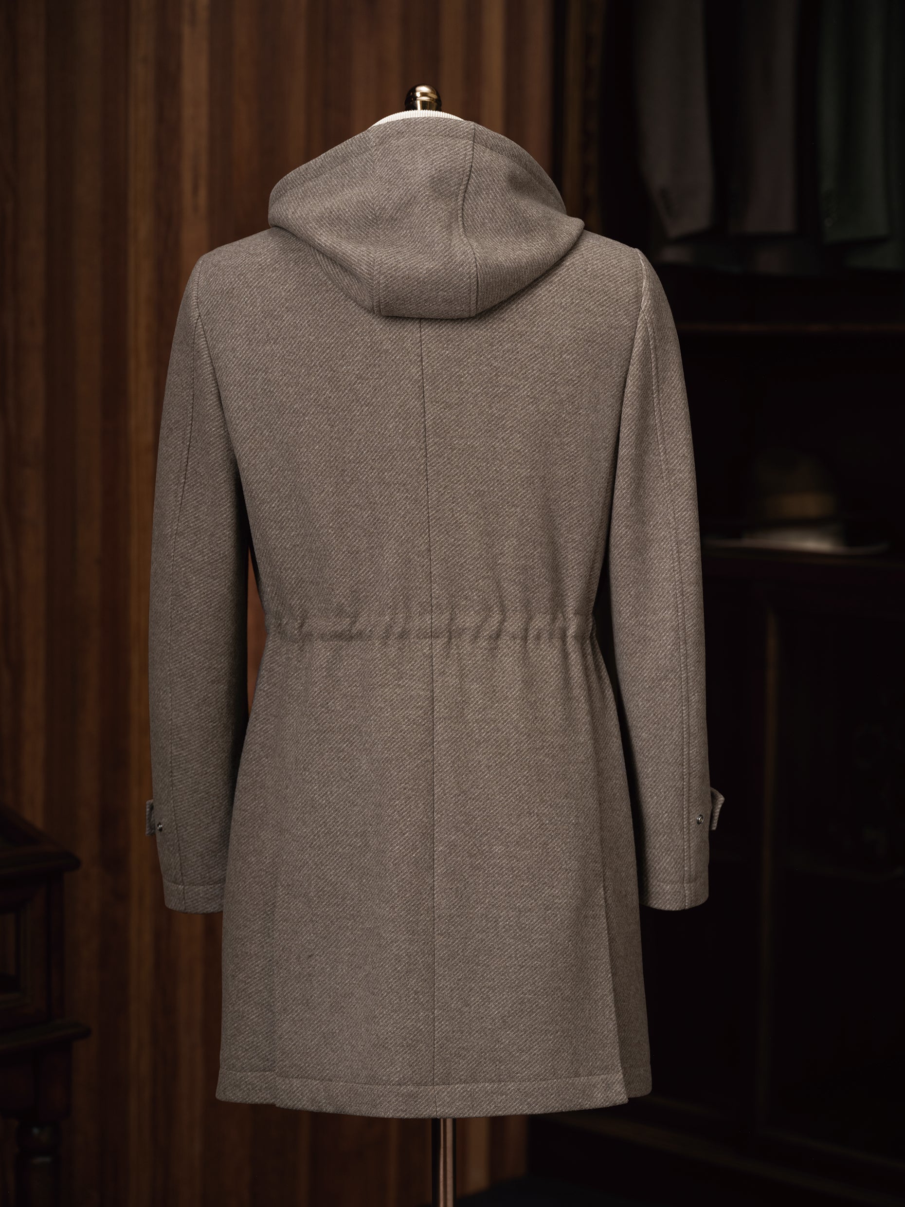 Unisex Wool Overcoat with Fitted Drawrope