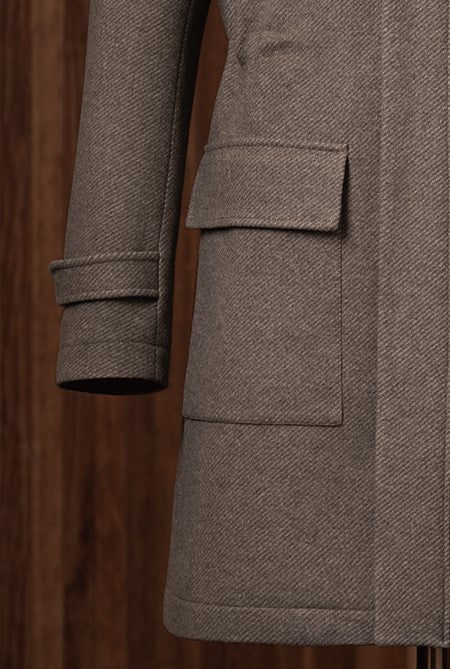 Unisex Wool Overcoat with Fitted Drawrope