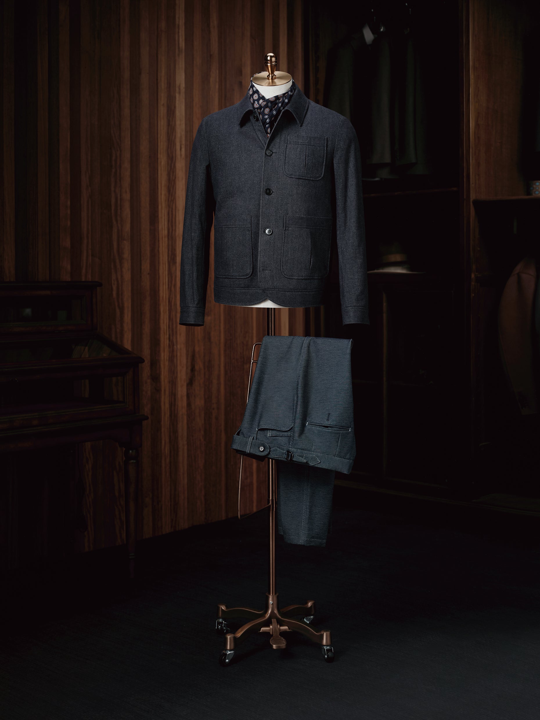 Navy Wool Overshirt & Navy Trousers