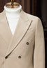 Cream Corduroy  Suit, Double Breasted, Close up of the peak lapels 