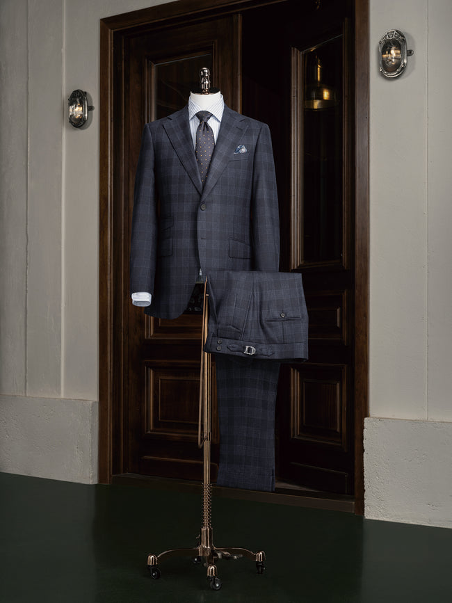 Navy Checked Suit