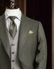 Olive Blazer & Light Grey Trousers