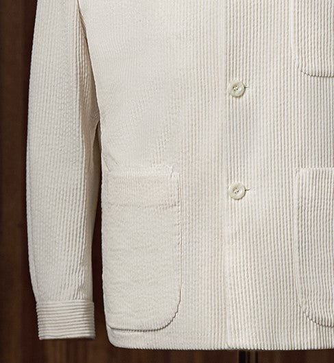 Ivory Textured Jacket & Beige Trousers