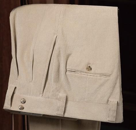 Beige Corduroy Double-Breasted Suit - POLLHEIM