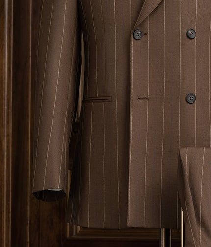 Brown Pinstripe Suit with Long Extension Adjusters - POLLHEIM