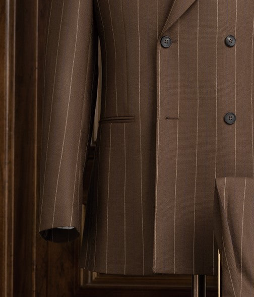 Brown Pinstripe Suit with Long Extension Adjusters - POLLHEIM