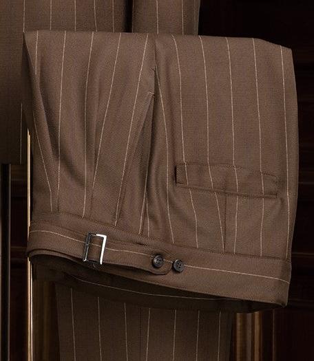 Brown Pinstripe Suit with Long Extension Adjusters - POLLHEIM