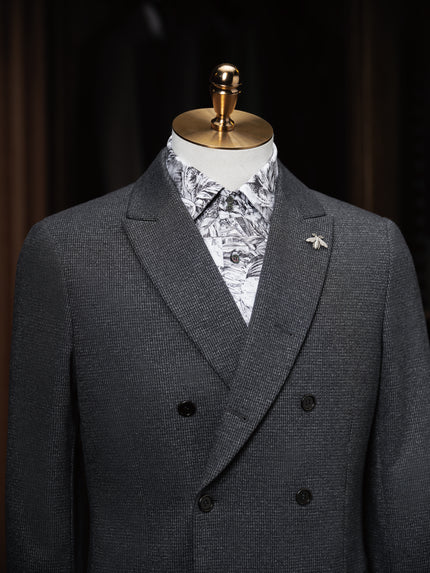 Charcoal Grey Double-Breasted Suit - POLLHEIM