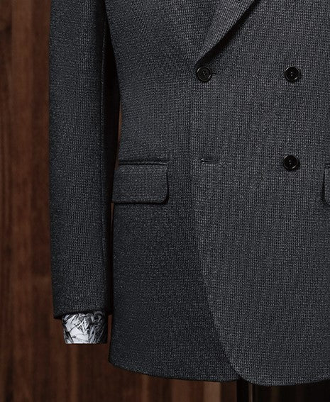 Charcoal Grey Double-Breasted Suit - POLLHEIM