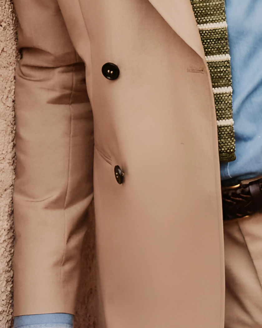 Classic Double-Breasted Soft Beige Suit - POLLHEIM