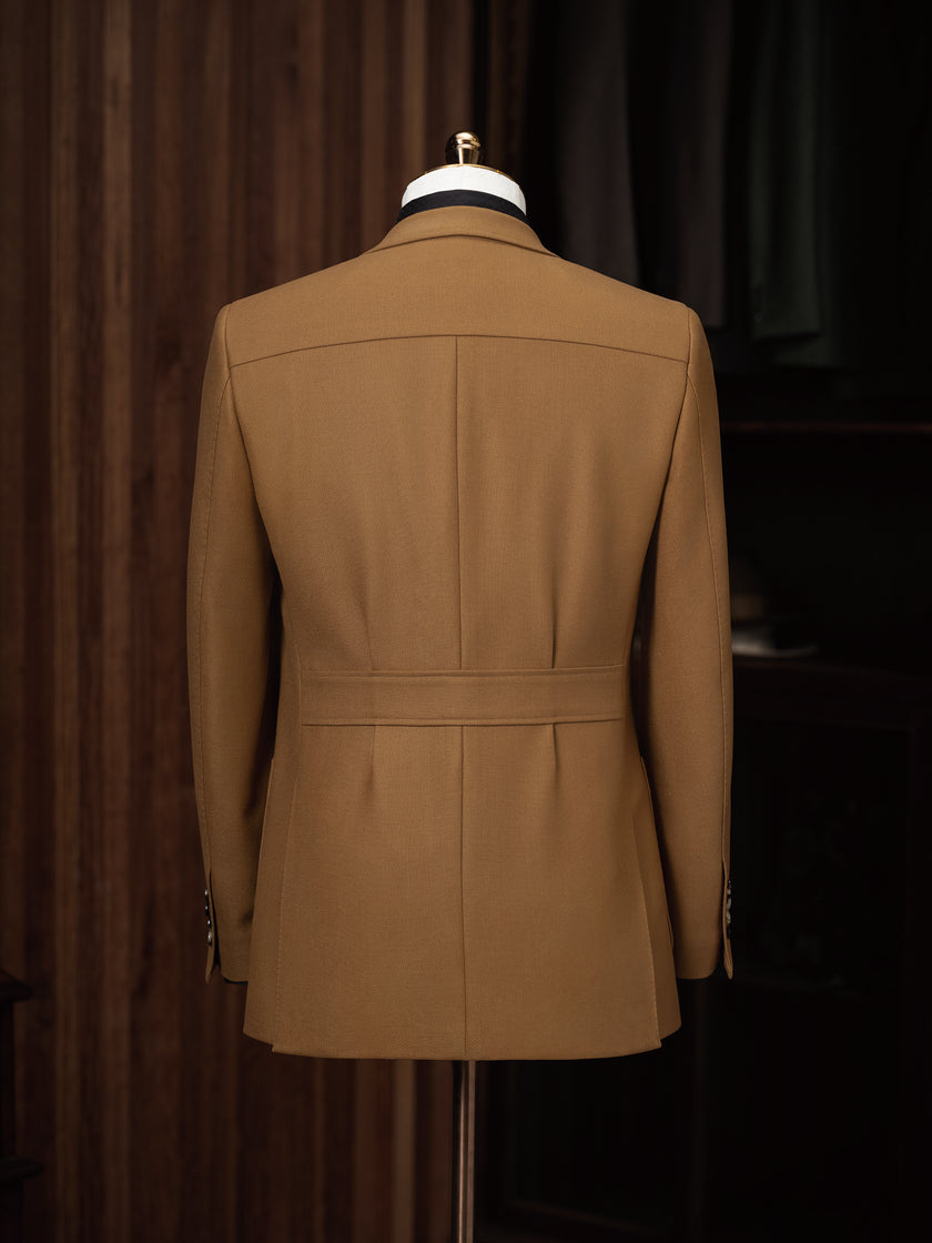 Dark Beige Coloured Safari Back Suit - POLLHEIM
