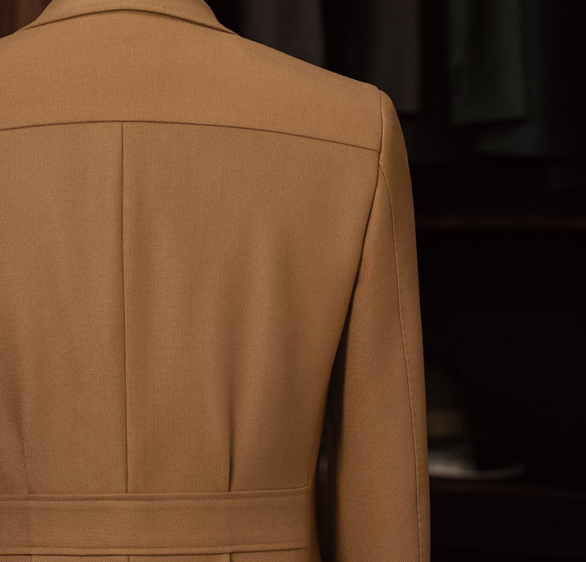 Dark Beige Coloured Safari Back Suit - POLLHEIM