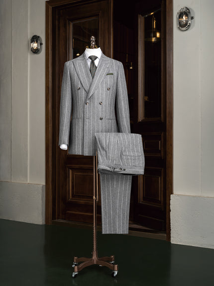 Double-Breasted Grey Pinstripe Suit - POLLHEIM