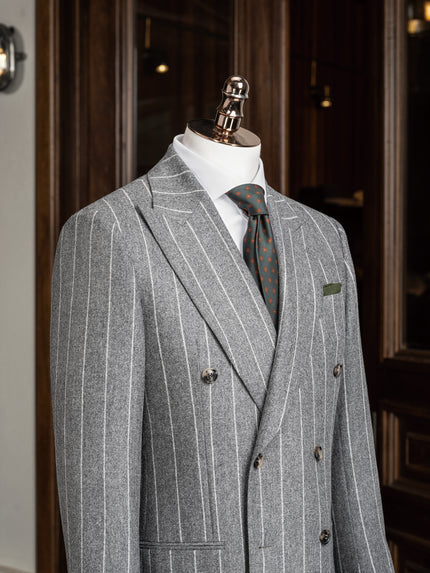 Double-Breasted Grey Pinstripe Suit - POLLHEIM