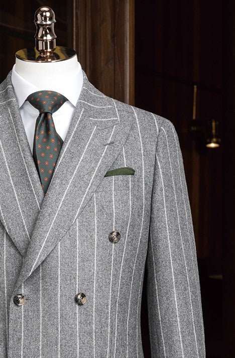 Double-Breasted Grey Pinstripe Suit - POLLHEIM