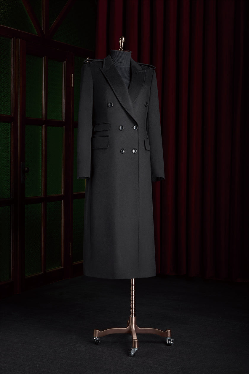 Luxury Black Long Over Coat - POLLHEIM