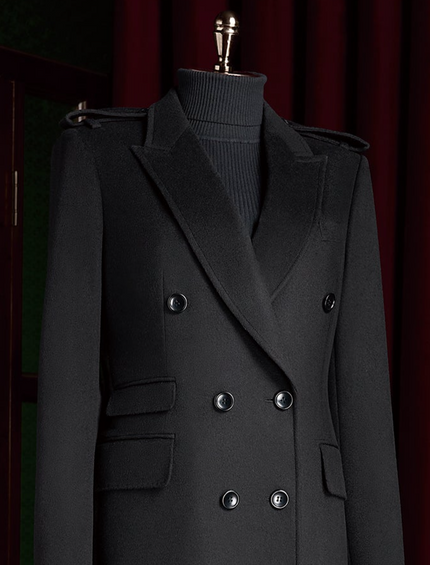 Luxury Black Long Over Coat - POLLHEIM