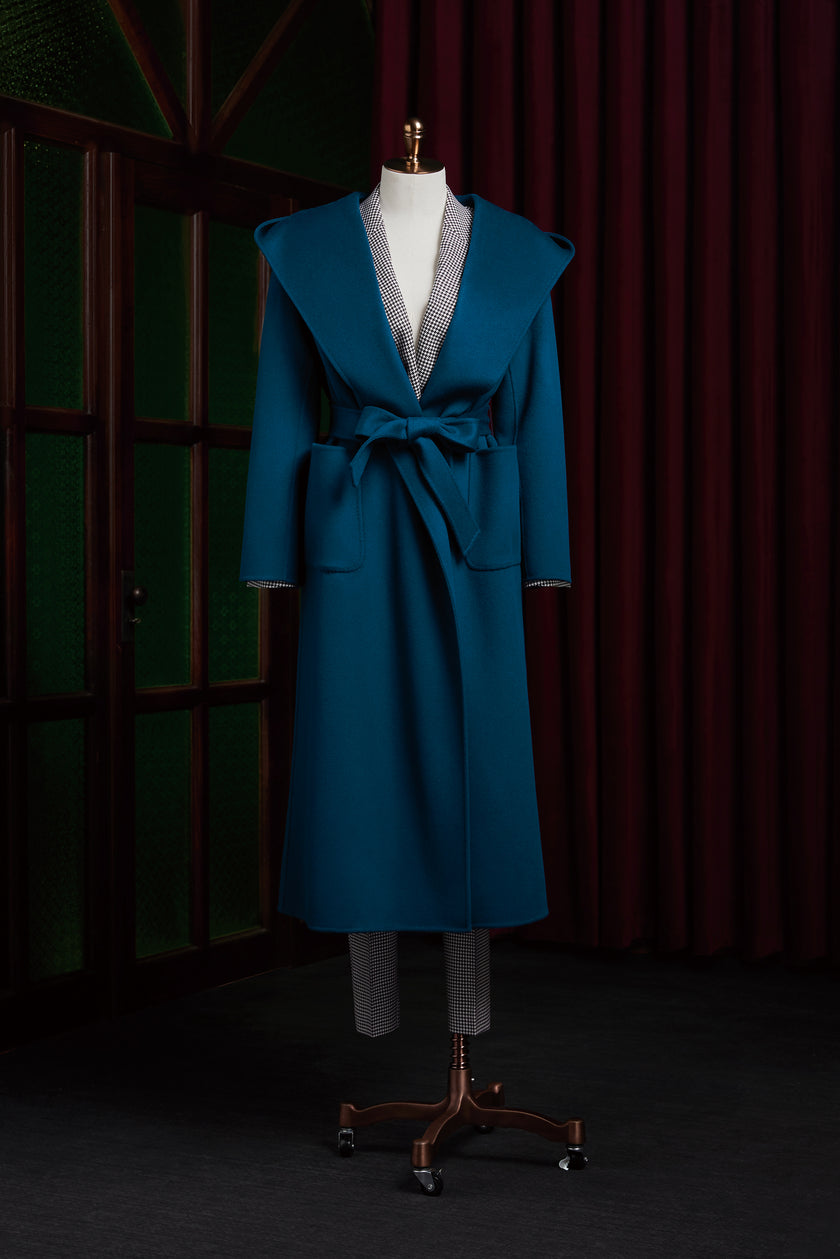 Teal Long Over Coat - POLLHEIM