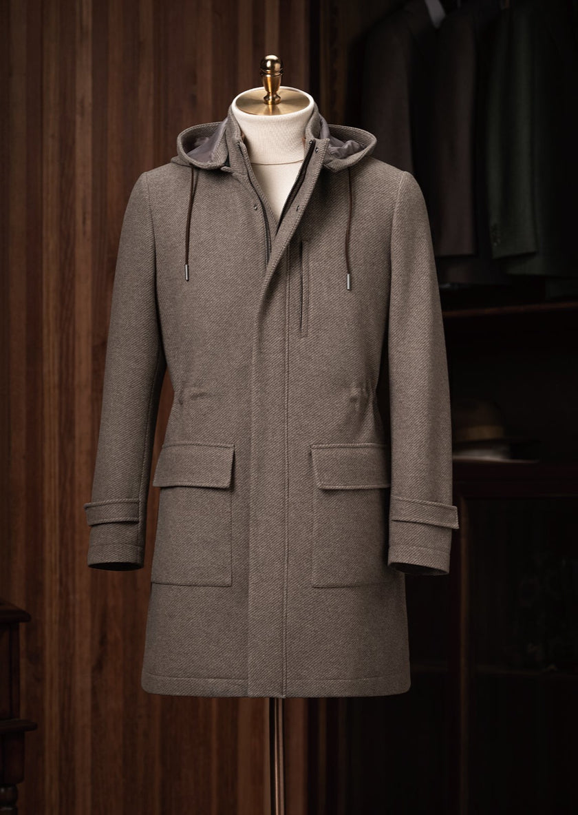 Unisex Wool Overcoat with Fitted Drawrope - POLLHEIM