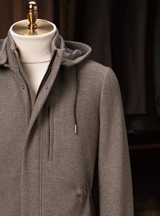 Unisex Wool Overcoat with Fitted Drawrope - POLLHEIM