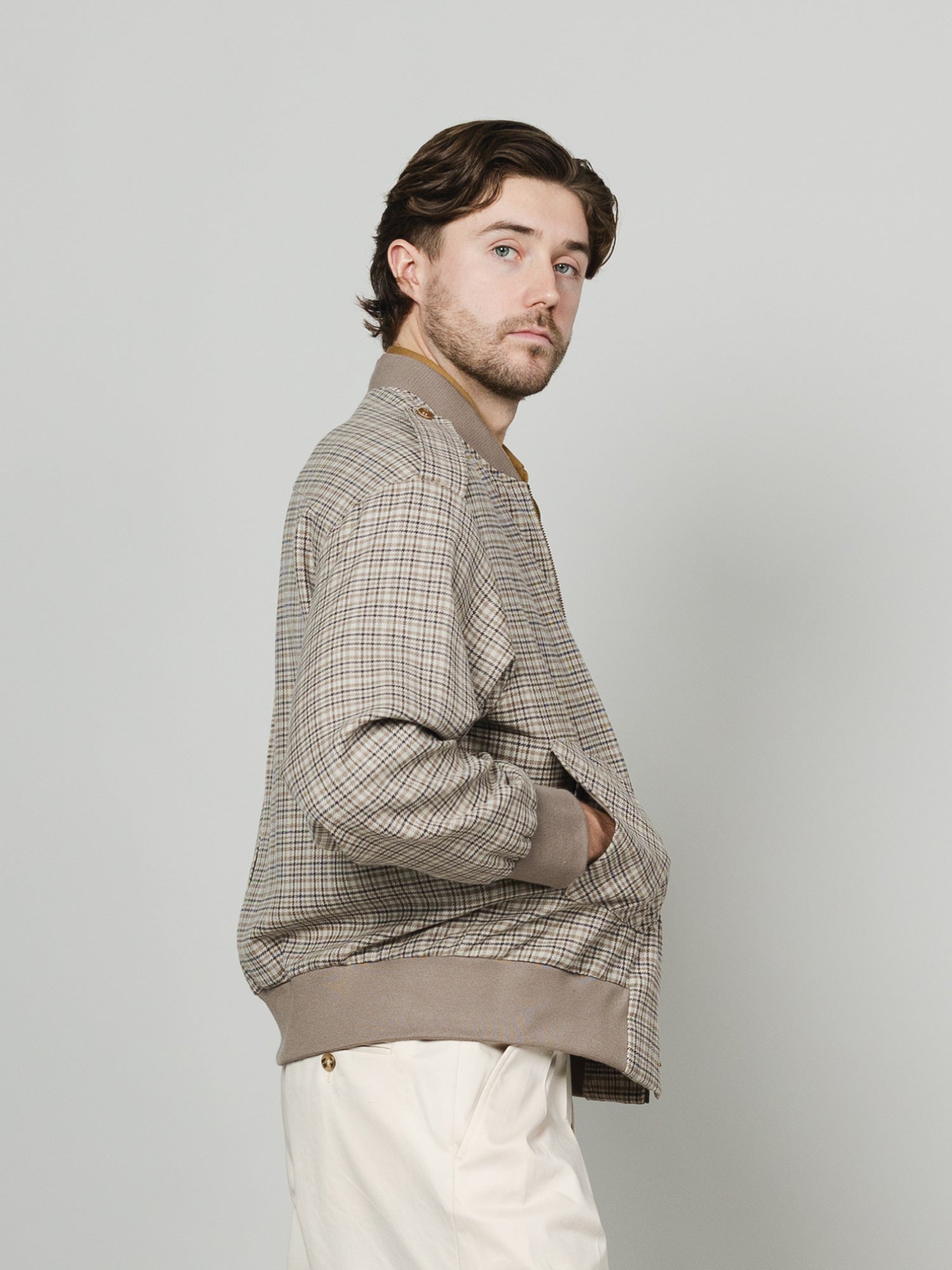Grey Check Bomber