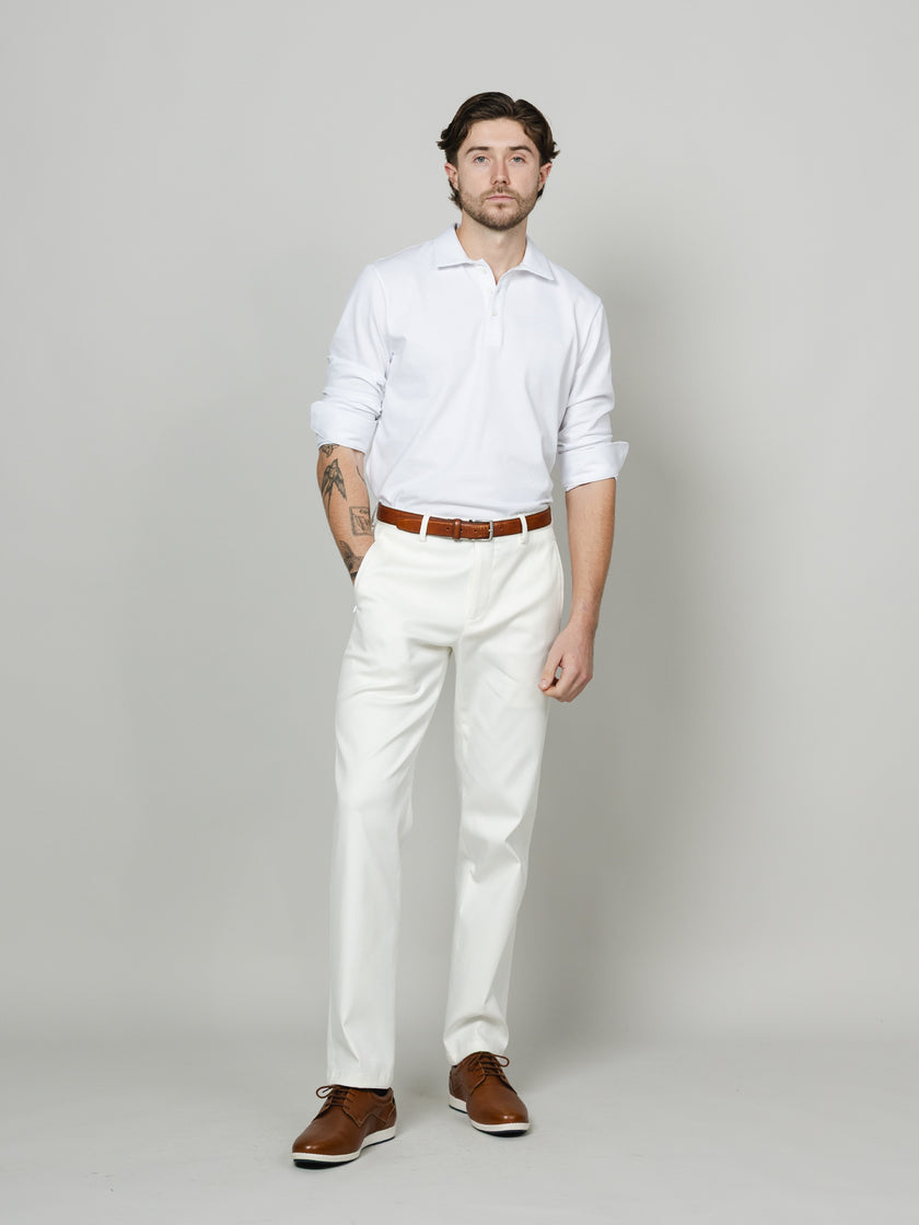 White Long Sleeve Polo